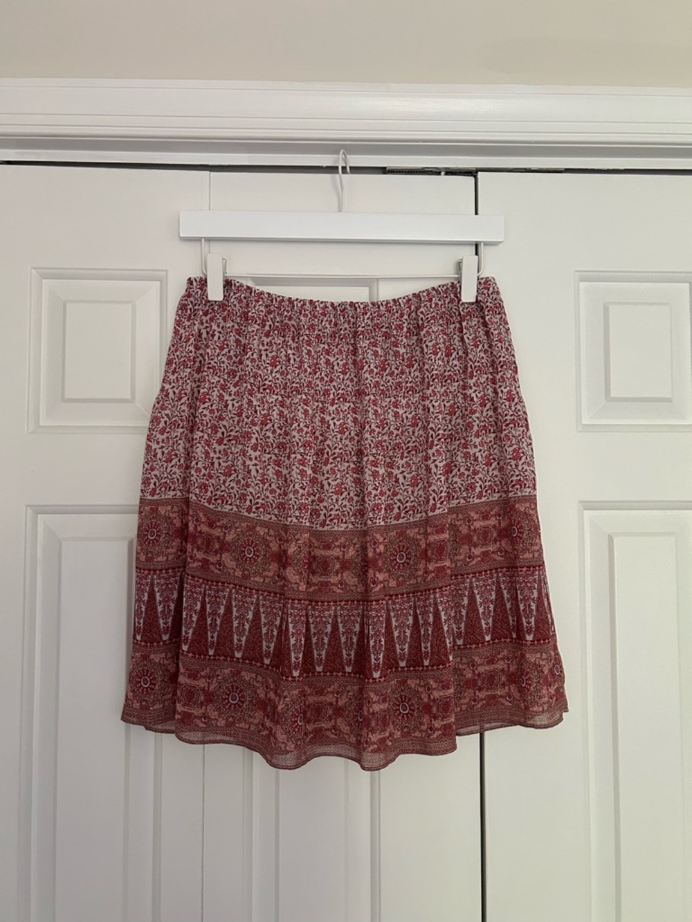 MaxMara Red Printed Elastic-Waist Mini Skirt